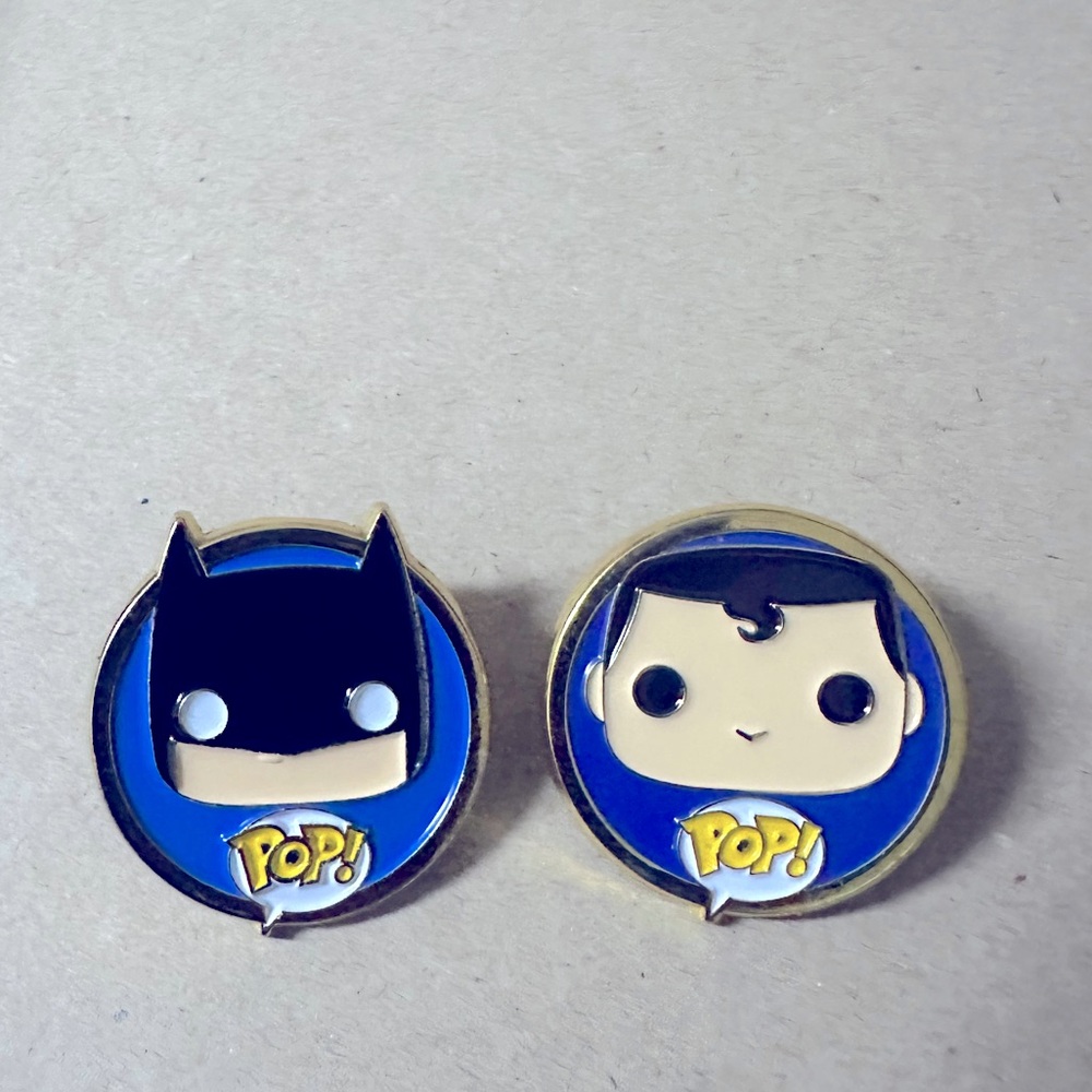 Pop Funko Batman and Superman Pins Bundle